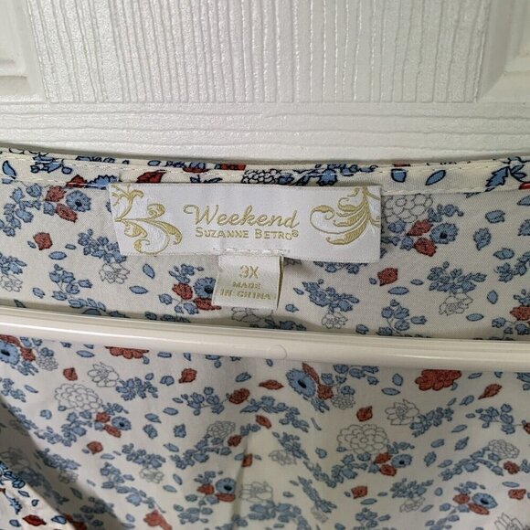 Weekend Suzanne Betro Women’s 3X Floral Multicolor Long Sleeve Boho V-Neck Top - Picture 8 of 9